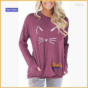 Long Sleeve Tunic Top with Pockets, Loose Fit, Polyester Blend